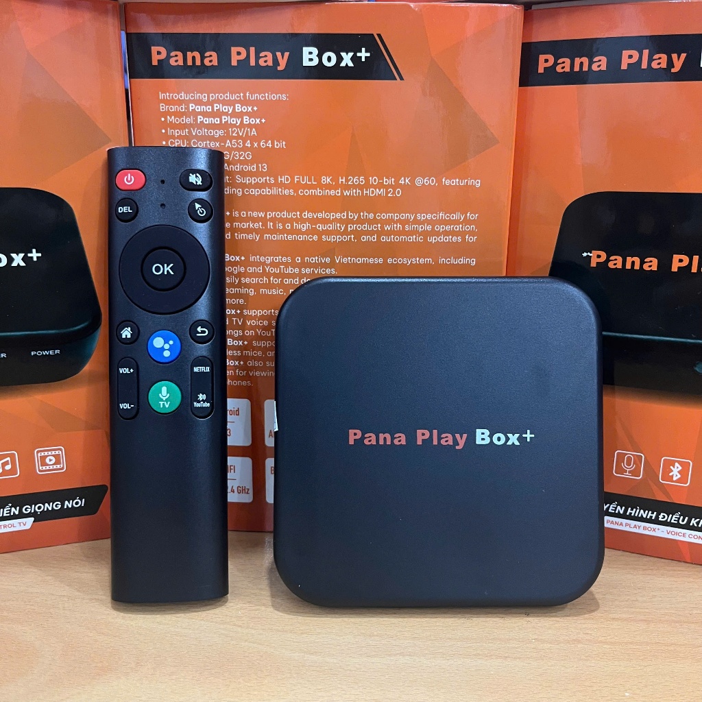 Đầu Androi Tivi Pana Play Box+ Đời 2025 Xem Truyền Hình Miễn - Ram 4G Rom 32G Chạy Androi 13
