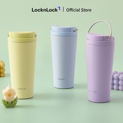 Bình giữ nhiệt LocknLock Bucket One-Touch LHC3345 có quai dung tích 550ml thép không gỉ - 3 màu