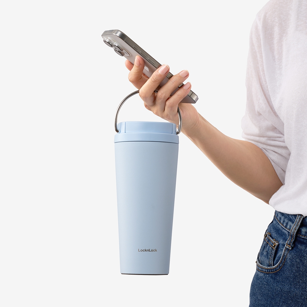 Bình giữ nhiệt LocknLock Bucket One-Touch LHC3345 có quai dung tích 550ml thép không gỉ - 3 màu | BigBuy360 - bigbuy360.vn