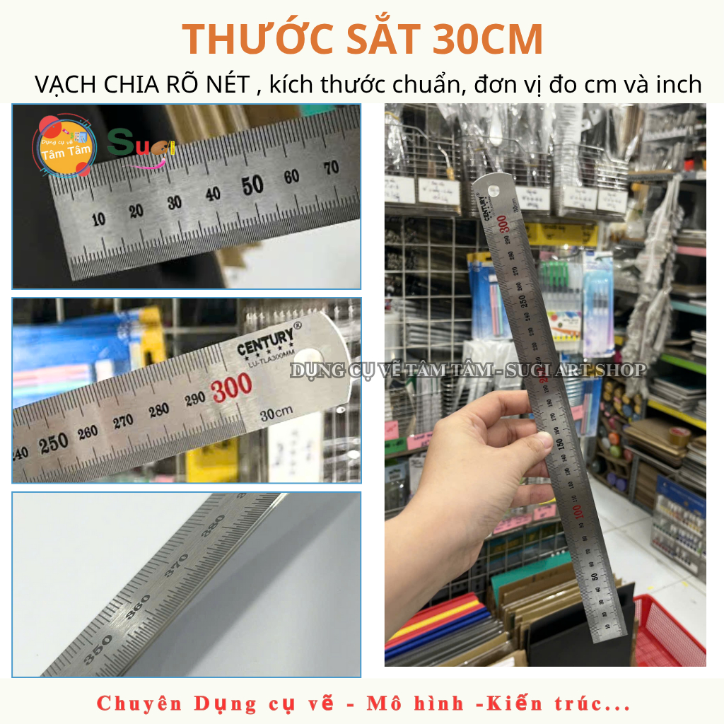 [ TÂM TÂM ]  Thước sắt 30cm , thước sắt loại dày, thước sắt 30cm , vạch chia rõ nét , đơn vị cm , in
