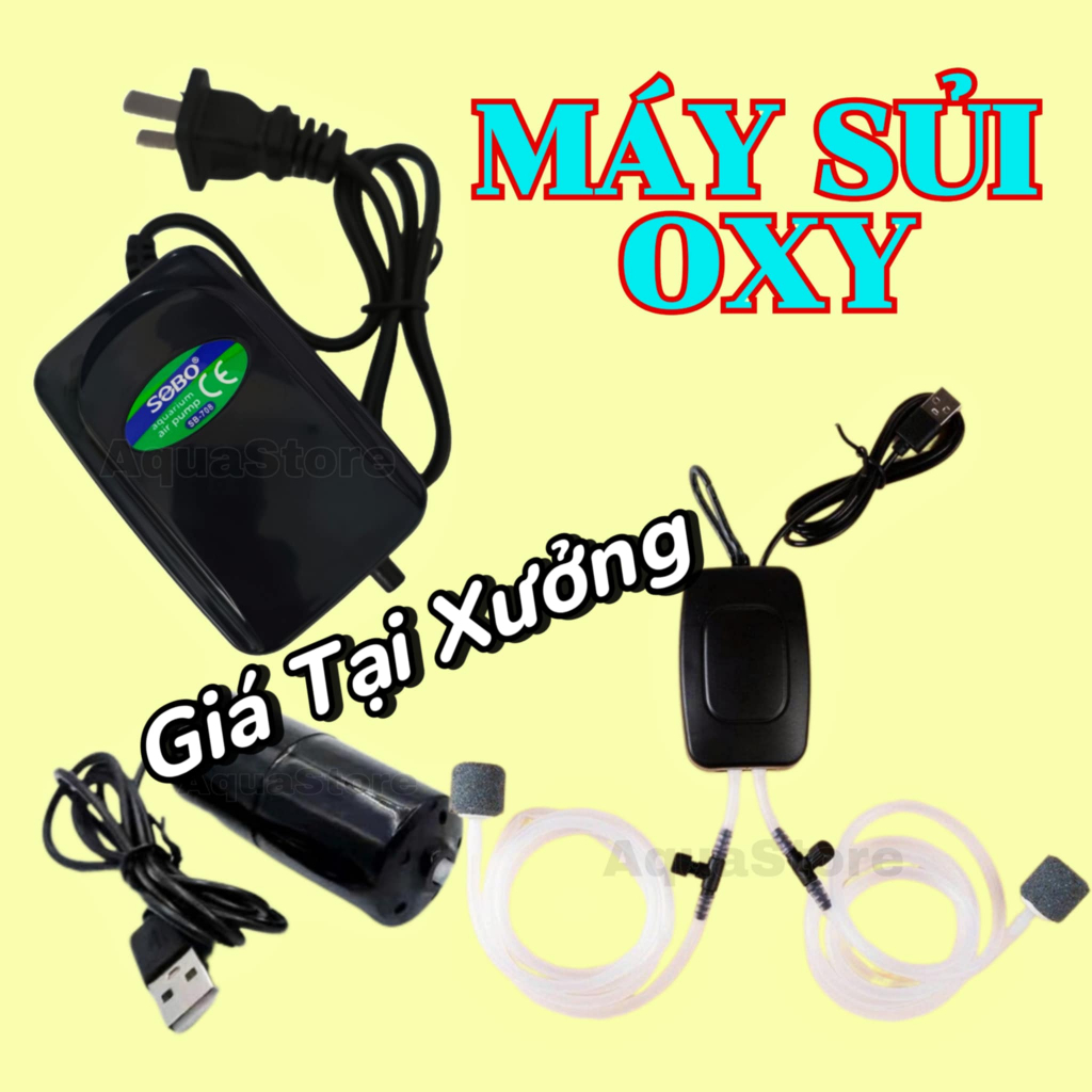 Máy Sủi Oxy 1 Vòi và 2 Vòi dùng cổng USB, bổ xung Oxy cho hồ cá cảnh