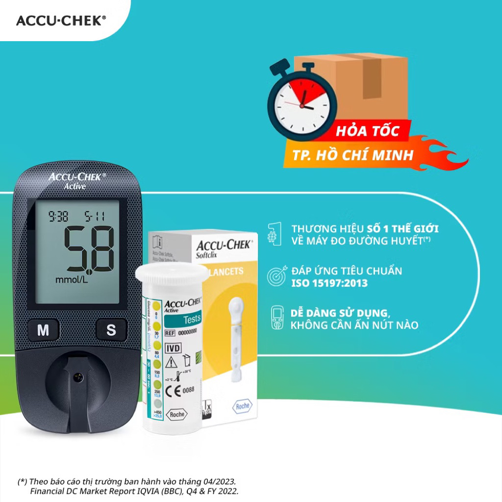 Máy đo đường huyết ACCU-CHECK ACTIVE (Hàng Công Ty 100%)
