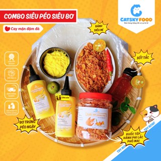 Bánh tráng phơi sương CATSKY FOOD combo bánh tráng sốt muối béo đồ ăn vặt tiện lợi - COMBO SIÊU BÉO