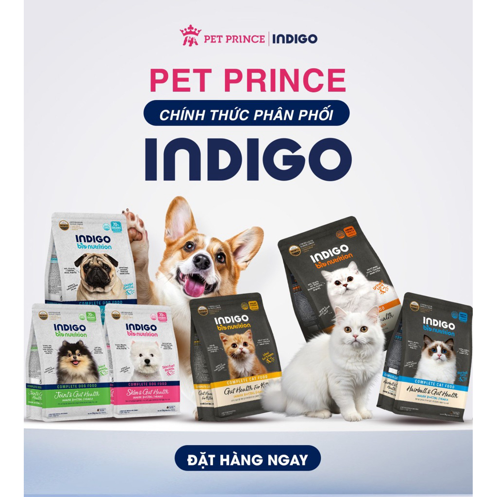 [ 2kg - 6kg ] Thức ăn hạt hữu cơ Indigo hỗ trợ chức năng cho chó & mèo