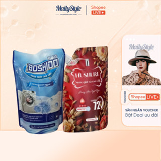 S13_COMBO 1 Nước giặt xả HUSHURE hương hoa ngọt ngào 1lit (V05)+ 1 Nước giặt BOSHIDO Cao Cấp Hương ngọt ngào 1LÍT (A103)