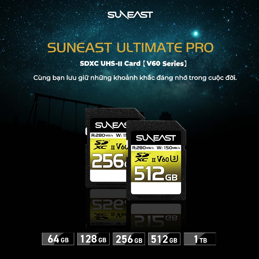 Thẻ nhớ SDXC V60 SunEast Ultimate Pro 64GB | 128GB | 256GB | 512GB - UHS-II tốc độ 280MB/s | BigBuy360 - bigbuy360.vn