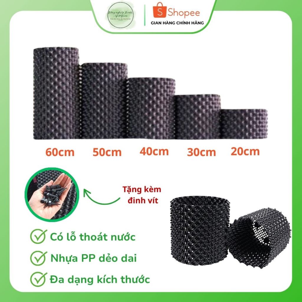 Bầu ươm V6, V7, nhập Trung Chiều cao từ 20cm - 90cm, Tặng kèm vít nhựa, Bầu ươm cây trồng, Bầu ươm t