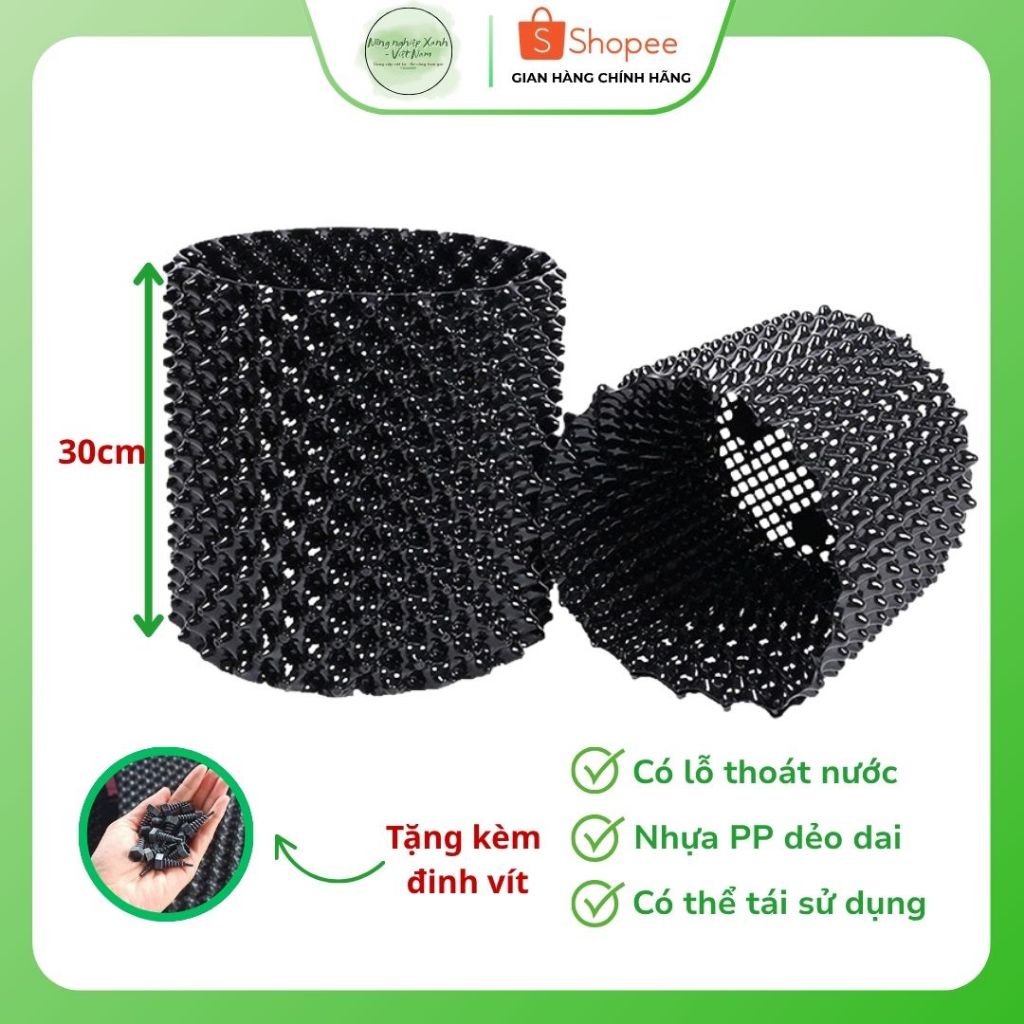 Bầu Ươm Cây, Bầu ươm cây trồng V6, V7 Cao 30cm chính hãng Dai - Bóng - Dày Tặng Kèm Vít