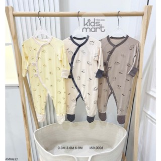 body dài bao tay lật bao chân liền vải họa tiết phối modal Anmina AMI0417