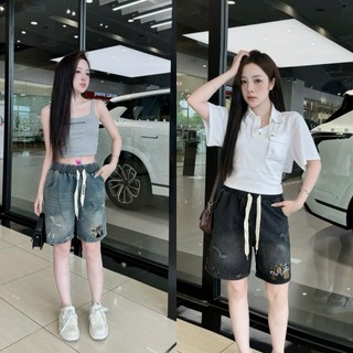    A6018 Quần Jeans Ngố Nữ LỬNG Cạp Cao THÊU RÁCH  Lưng Thun Trẻ Trung Năng Động _ THƯƠNG HIỆU UY TÍN 