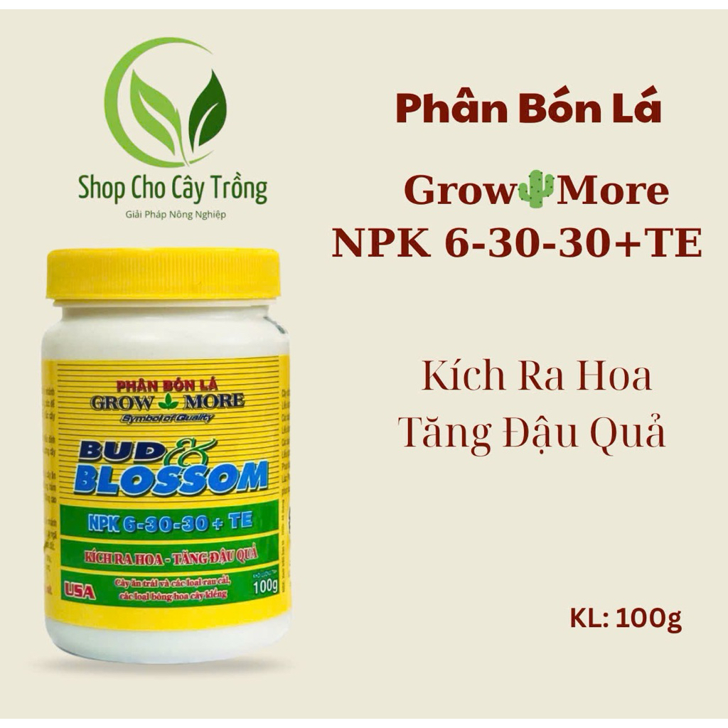 Phân Bón lá Grow☘️More NPK 6-30-30+TE , KL:100gr