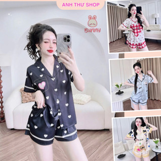 Đồ Bộ Đùi Nữ, Set Bộ Mặc Nhà Pijama Tay Ngắn Chất Lụa Latin Mềm Mịn FREESIZE Từ 40-62kg- AT shop