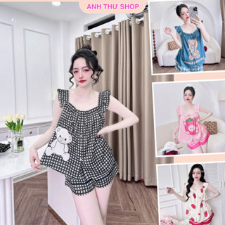 Đồ Bộ Nữ Quần Đùi Áo Tay Cánh Tiên Lụa Latin Mềm Mịn, Thoáng Mát Từ 40-62kg-AT shop