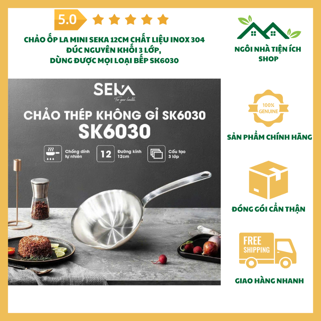 Chảo Chiên Ốp La Mini Size 12cm, Chất Liệu Inox 304, Đúc Nguyên Khối 3 Lớp Dùng Được Mọi Loại Bếp