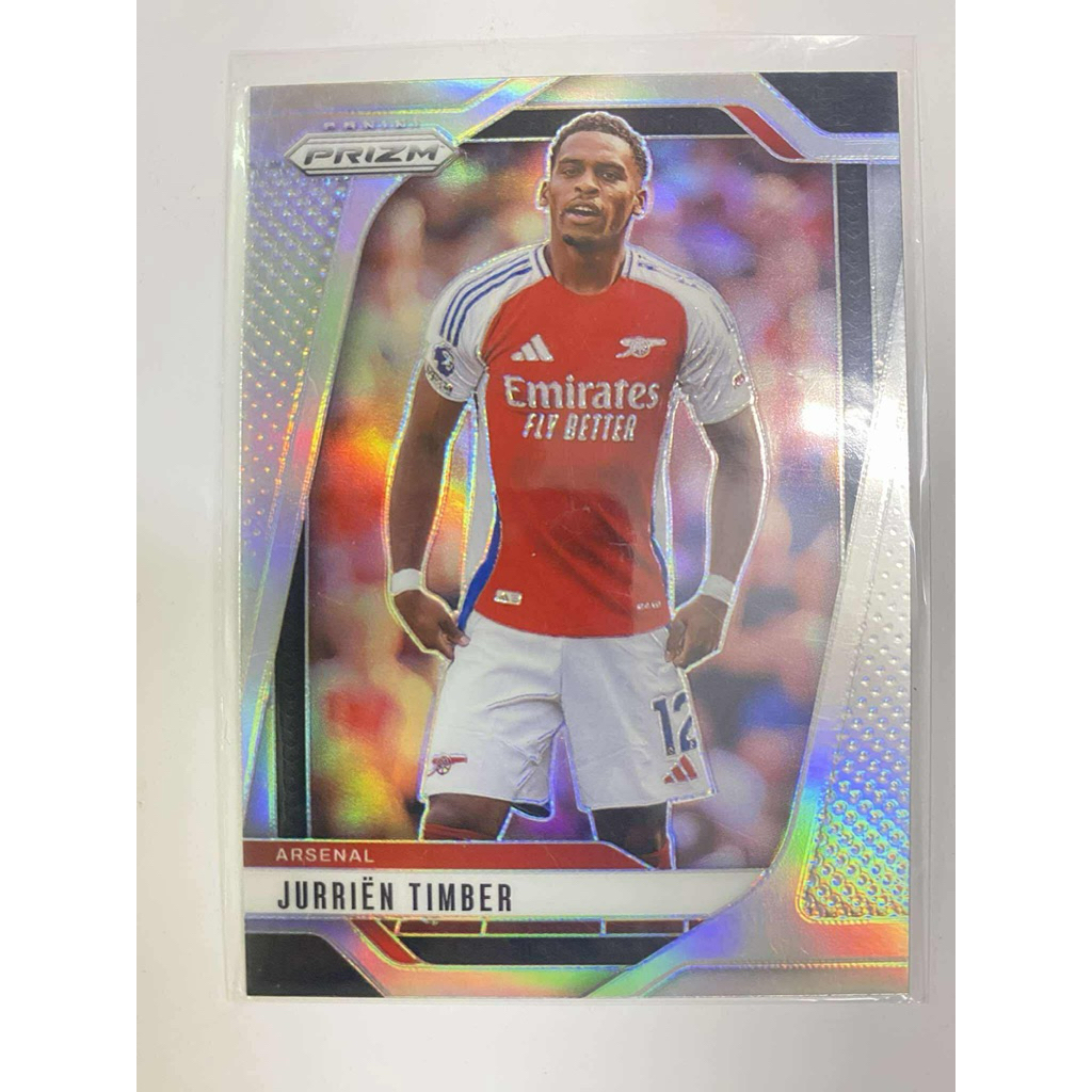 Thẻ bóng đá #M36 Jurrien Timber Arsenal Silver Panini Prizm Premier League 2024/25