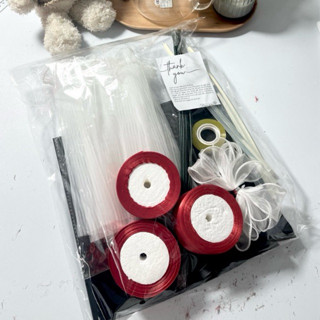 Set 45-50 bông làm hoa ruy băng có voan sóng ngọc trai