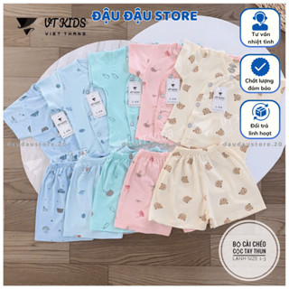 Set 5 Bộ sơ sinh cộc tay màu VT chất thun lạnh in phối màu mềm mịn mát cho bé sơ sinh 0-9 tháng  [CL04]  Đậu Đậu Store