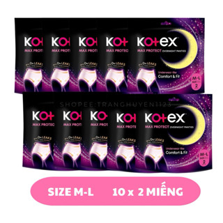  COMBO 10 GÓI BĂNG VỆ SINH KOTEX BAN ĐÊM DẠNG QUẦN M-L L-XL 2 MIẾNG 