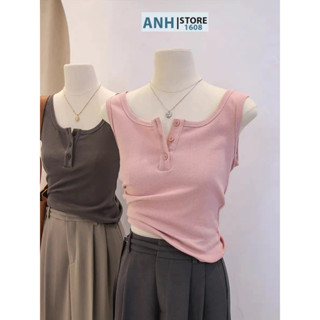 Áo 3 lỗ nữ xẻ trụ nút phom babytee ôm chất thun gân cotton mềm mại ANHSTORE, áo sát nách nữ xẻ trụ nút ôm thời trang