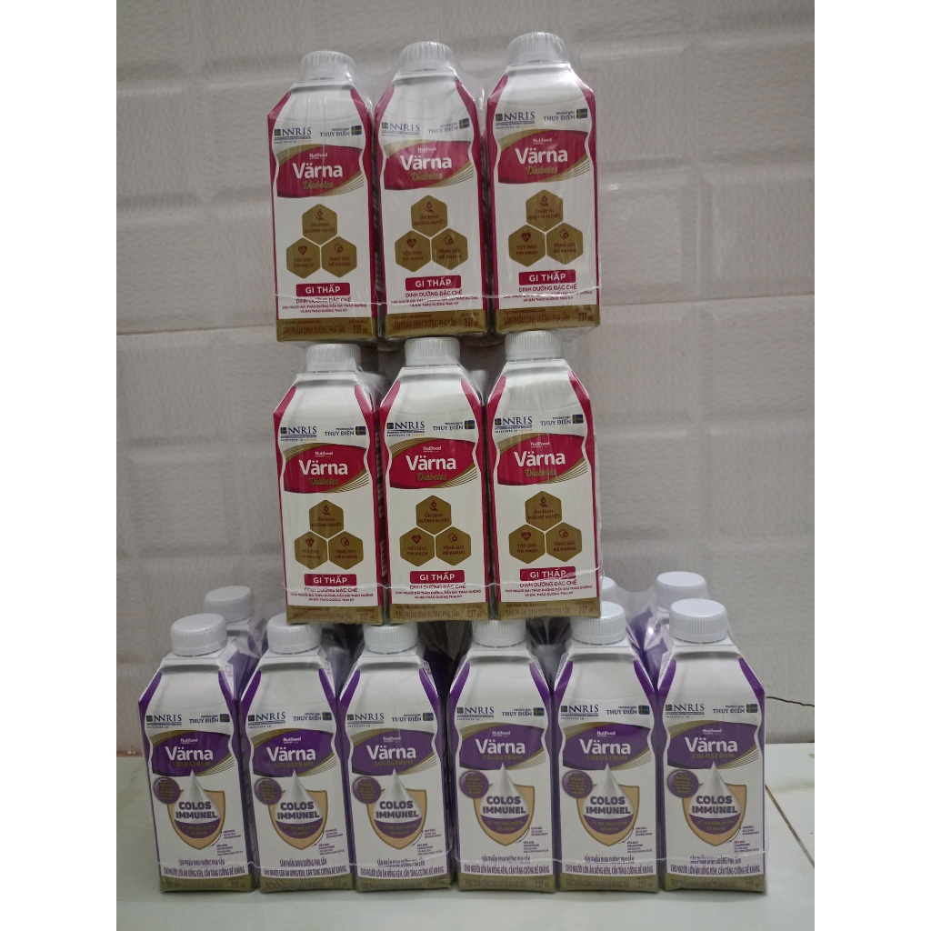 (Nutifood) Thùng 12 hộp sữa bột pha sẵn Varna Colostrum/ Varna Diabetes (12 hộp giấy x 237ml)