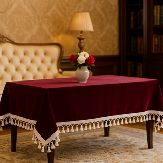  Khăn Trải Bàn Nhung Tua Rua Viền Ren Mang Vẻ Đẹp Cổ Điển Vào Ngôi Nhà Bạn. khăn phủ khay bưng lễ 