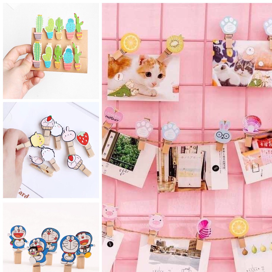 KẸP GỖ ĐÔRÊMON KÈM DÂY( 3,5cm x0,7cm ) BỘ 10 CHIẾC