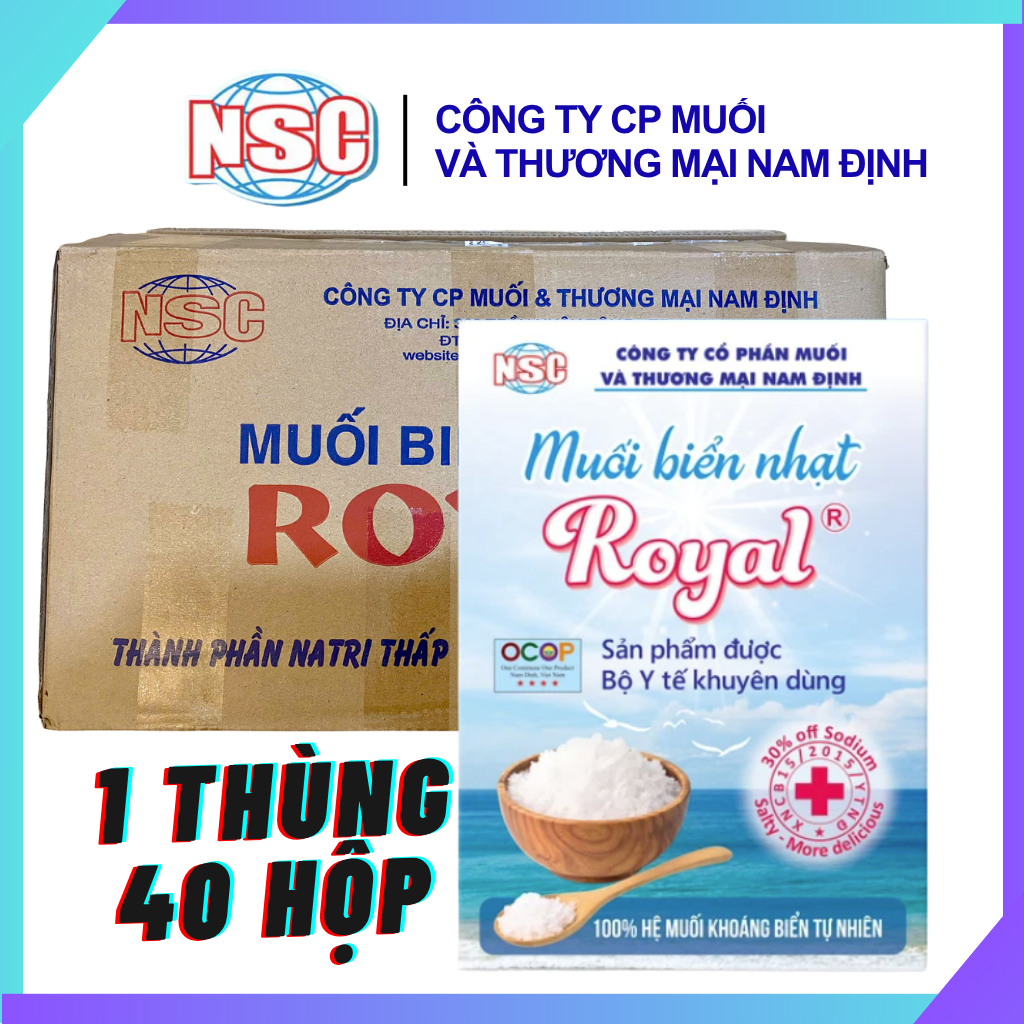 [GIÁ SỈ] Muối Biển Nhạt Royal muối ăn kiêng của Công ty NSC Nam Định/ Thùng 40 hộp
