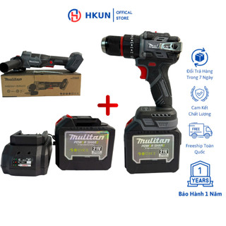  Mulitan Combo Máy Cắt M21V-5510 & Máy Khoan Pin 3 Chức Năng 3368 Động Cơ Không Chổi Than 21V Kèm 2Pin 20cell & Sạc Miễn 