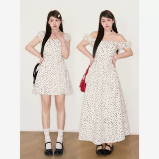 [Bigsize L – 4XL] Đầm Bigsize Nữ Chấm Bi Trắng Kem Dáng Dài Ngắn Basic Thanh Lịch Phù Hợp Du Lịch Dạo Bộ 2025