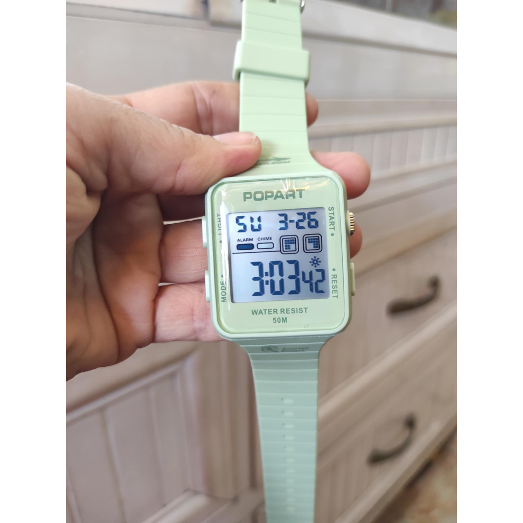 Đồng Hồ Điện Tử Mặt Vuông Popart Mới Nhất 2025, Thiết Kế Hiện Đại, Có Led Chống Nước