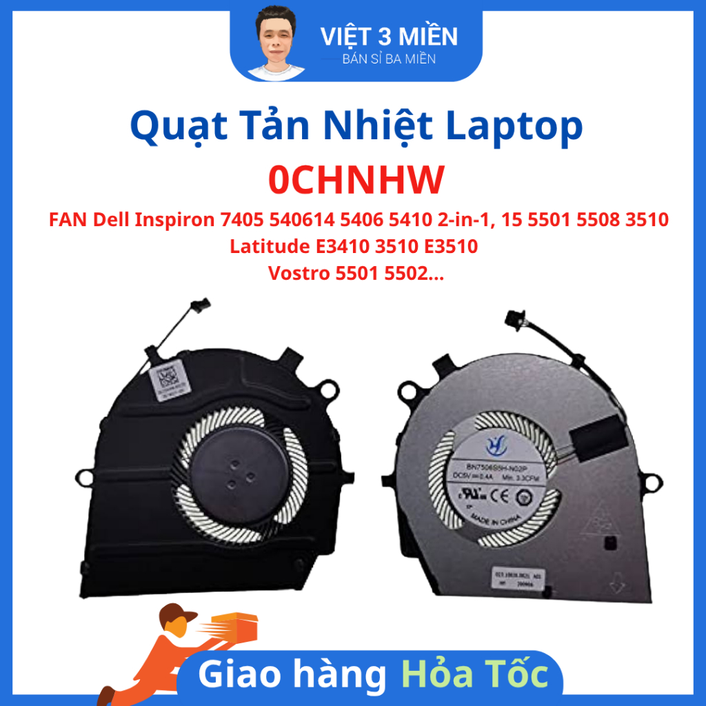 Quạt tản nhiệt CPU laptop Dell Vostro 5501 5502 5508 5509 0CHNHW CHNHW Fan laptop CPU zin tháo máy 9