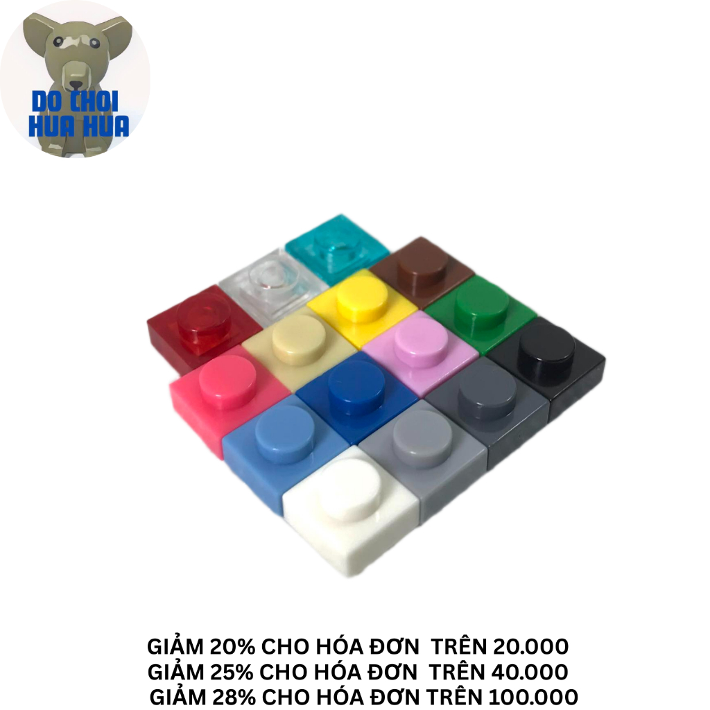 Combo 10g (Khoảng 55 Viên) Đồ Chơi Lắp Ráp Gạch Dẹp 1x1/Phụ Kiện Moc 1x1x1