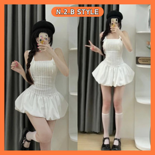 [CÓ MÚT] Váy Hai Dây Dáng Bí Xoè Phối Dây Nơ Điệu Đà Tặng Kèm Quần Bảo Hộ N2B95