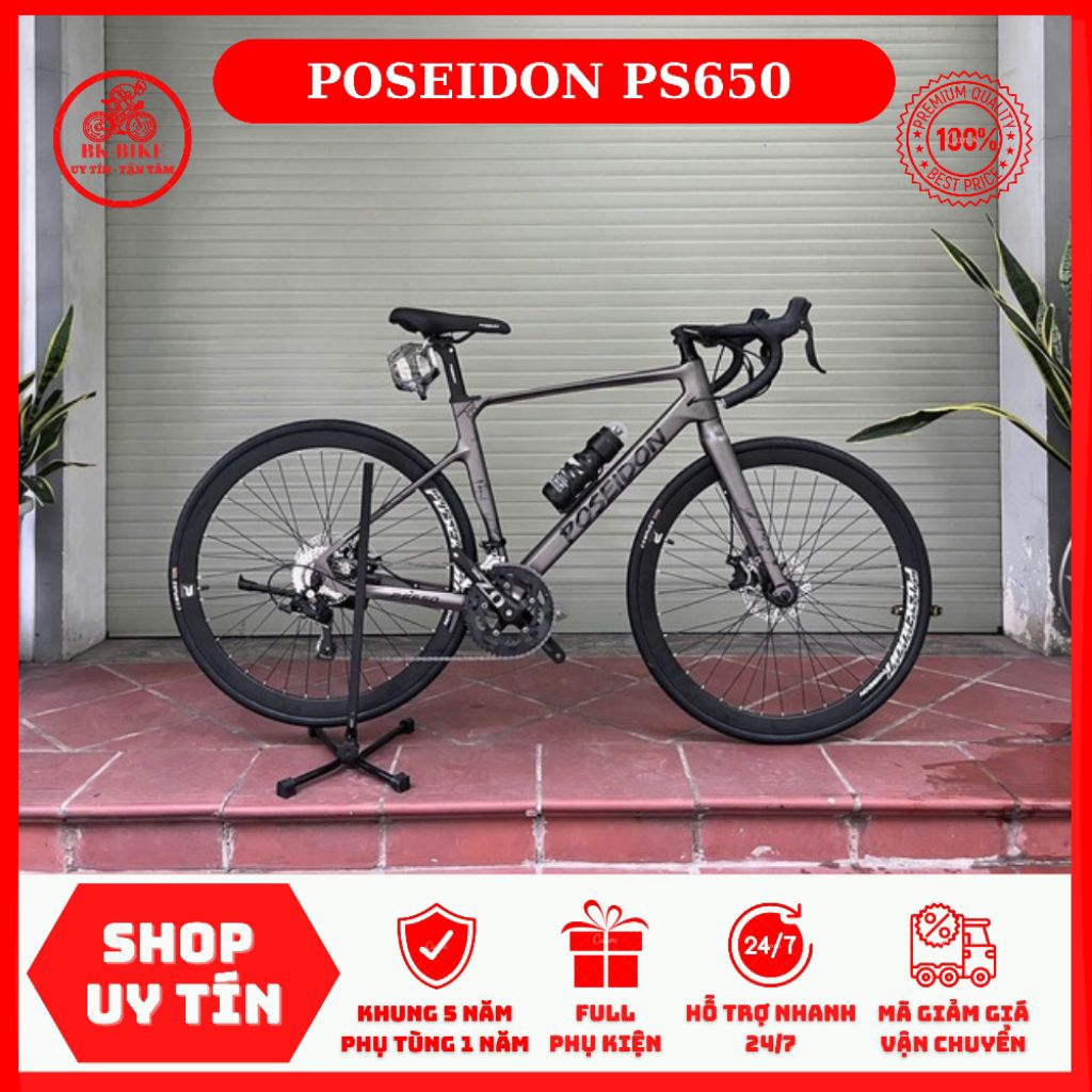 Xe Đạp POSEIDON PS650 • Khung-càng Magie đúc, tay lắc Sensah Reflex 2*8, moay-ơ 6 bạc cối nổ