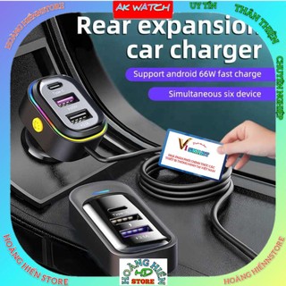 Tẩu sạc đa năng ViSmart 2 trạm sạc dây nối dài 1m tiện dụng sạc 2 vị trí trên ô tô