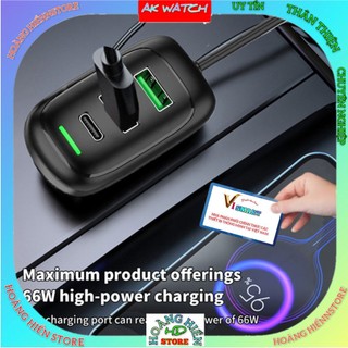 Tẩu sạc đa năng ViSmart 2 trạm sạc dây nối dài 1m tiện dụng sạc 2 vị trí trên ô tô