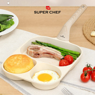 Chảo 3 ngăn chiên trứng/ làm bánh chống dính Super Chef dùng được bếp từ