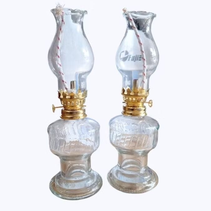 CẶP đèn dầu thủy tinh chân cao