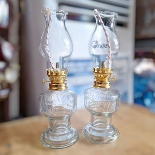 CẶP đèn dầu thủy tinh chân cao