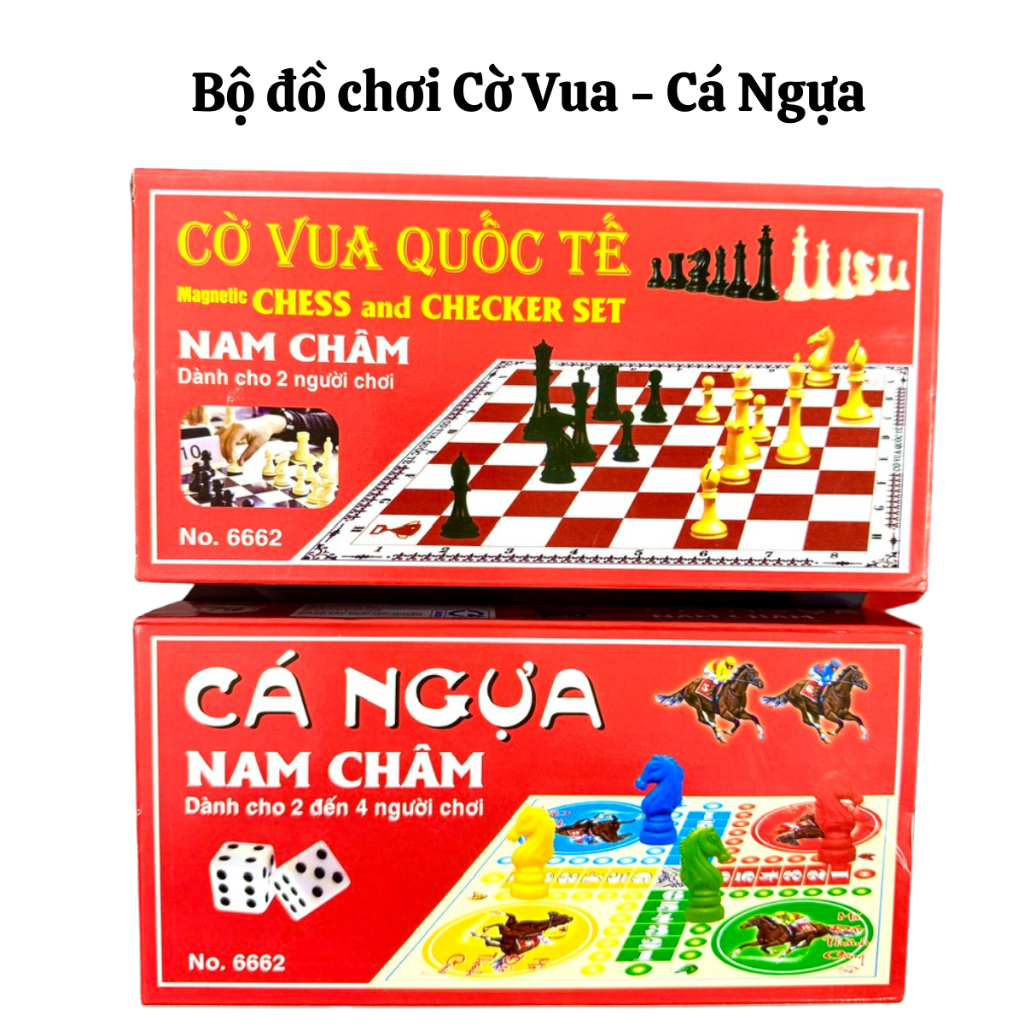Cờ Cá Ngựa - Cờ Vua Nam Châm, Hộp Nhựa Cứng Có Thể Gấp Gọn, Đồ Chơi Cờ Đua Ngựa, Bộ Cá Ngựa cờ vua