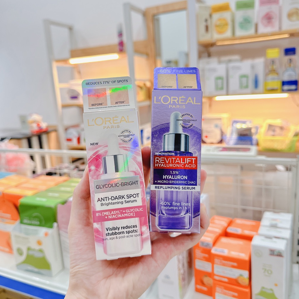 Serum Loreal sẵn màu hồng và tím