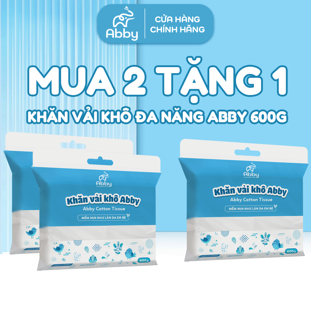 Combo 3 Khăn Vải Khô Abby Đa Năng 600G Dành Cho Mẹ Và Bé An Toàn Với Mọi Làn Da