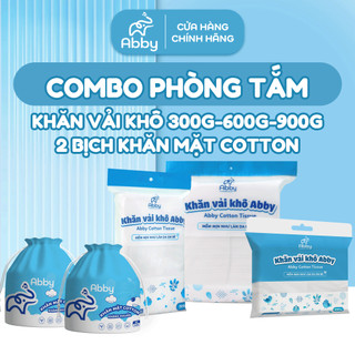  Combo Phòng Tắm Abby Khăn Vải Khô Đa Năng 300g 600g 900g Và 2 Bịch Khăn Mặt Cotton Kháng Khuẩn 