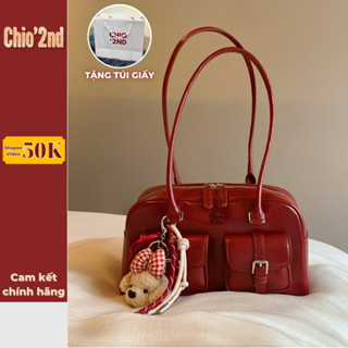 (Sẵn) Túi Xách Nữ Chio2nd Vải Cao Cấp Mẫu Mới, Túi Trống Đeo Vai Nữ, Đeo Chéo Kèm Charm Gấu Bông Đáng Yêu Hot 2025 S100