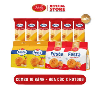   MỚI  Combo 10 Bánh Mix vị 4 Bịch Bánh mì hoa cúc ngàn lớp 6 Túi Hotdog Gà nướng phô mai HSD 35 ngày 