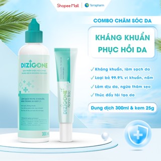[COMBO] Dung dịch kháng khuẩn DIZIGONE 300ml & Kem DIZIGONE Nano Bạc 25g: Kháng khuẩn, phục hồi da, mờ thâm sẹo
