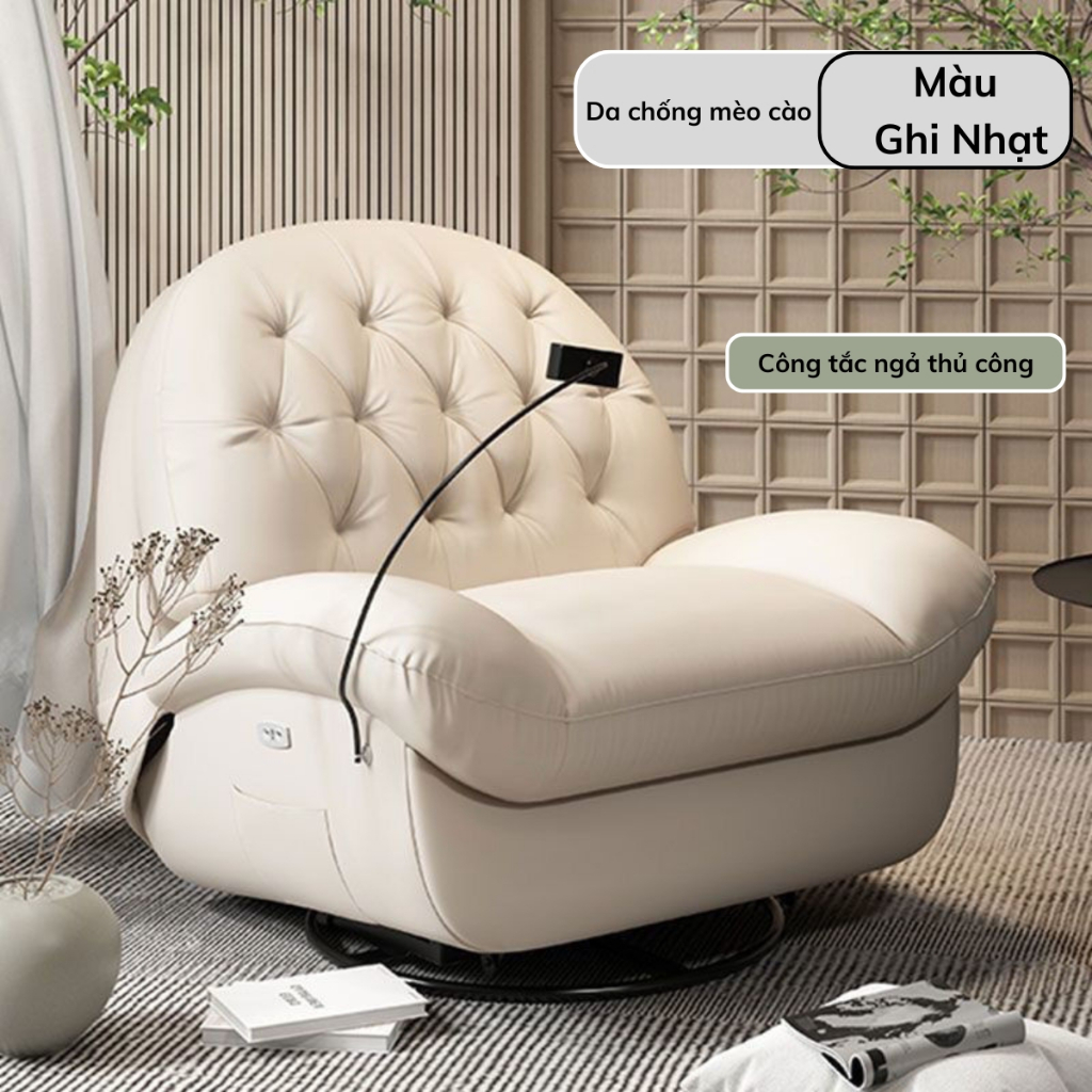  Ghế Sofa Decor Cao Cấp Dùng Phòng Khách Phòng Ngủ Ghế Lười Ghế Thư Giãn Bọc Da Cao Cấp Ghế xoay 360 độ - Nội Thất AZ 