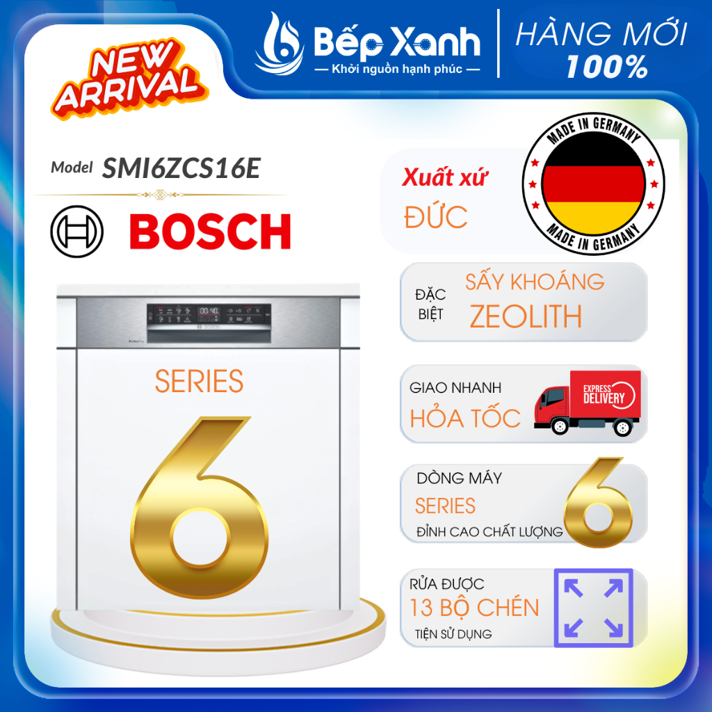 Máy rửa bát bán âm Bosch SMI6ZCS16E Series 6