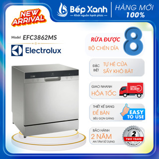 [NEW 2025 ] Máy Rửa Bát Mini Electrolux 8 bộ EFC3862MS, tự động mở cửa, sấy khô, Tự động làm sạch khoang rửa
