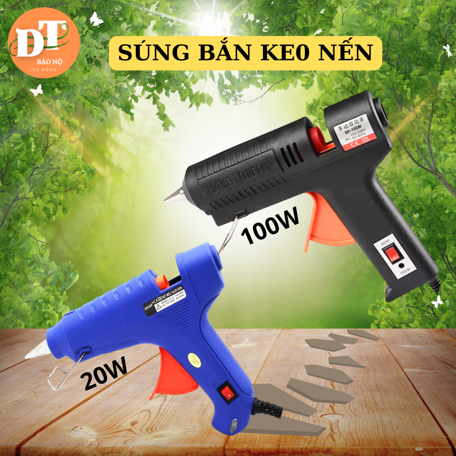 Súng Bắn Keo MÀU XANH, ĐEN NYLEO 20W/100W – Nhiệt Nhanh, Dán Chắc, Tiện Dụng